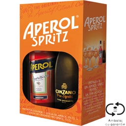 Pachet Aperitiv Aperol 0.7L + Cinzano Pro-Spritz  0.75L