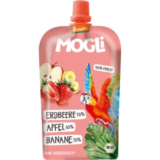 Mogli | Piure eco din mere banane si capsuni 120g