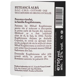 Domeniile Kogalniceanu | Vin alb Feteasca alba 0.75L