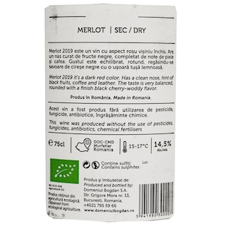 Domeniul Bogdan | Reserva | Vin rosu Merlot eco 0.75l