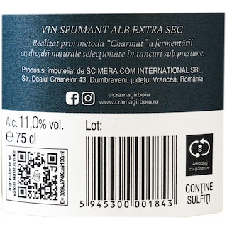 Cuartz | Vin spumant alb extra sec 750ml