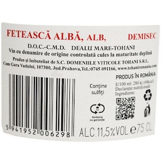 Mosia Tohani | Vin alb Feteasca Alba 0.75L