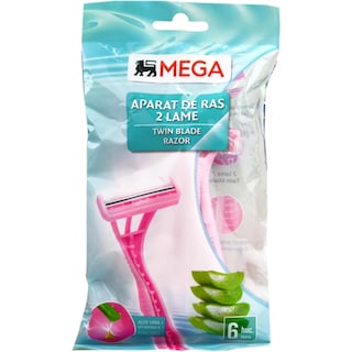 MEGA | Aparat de ras pentru femei, cu 2 lame, 6 bucati