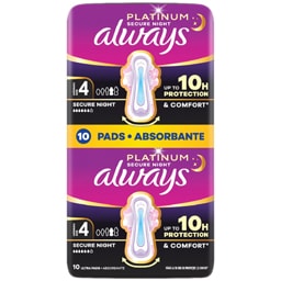 Always | Platinum | Absorbante marimea 4 Secure Night, 10 bucati