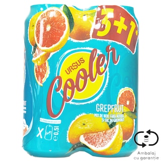 Ursus Cooler | Mix de bere fara alcool si suc de grapefruit 3+1x0.5L