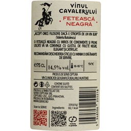 Vinul Cavalerului | Vin rosu sec Feteasca Neagra 0.75L
