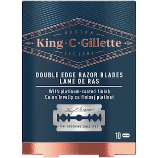 King C Gillette | Lame de ras cu margine dubla, 10 bucati