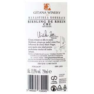 Gitana Winery | Vin alb sec Manastirea Rochbach 0.75L