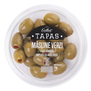 Excellent | Tapas | Masline verzi umplute cu ardei rosu 150g