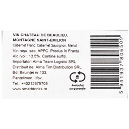 Chateau De Beaulieu | Vin rosu sec Montagne Saint-Emilion 0.75L
