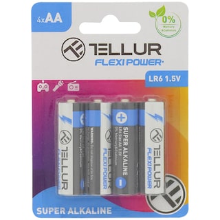 Tellur | Baterie Flexi Power, super alcalina, AA LR6, 1.5V, 4 buc/set