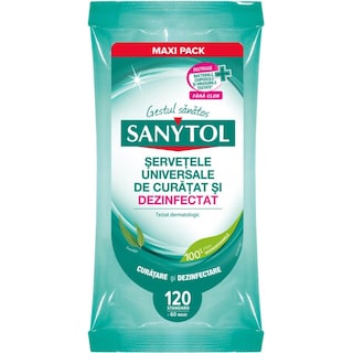 Sanytol | Servetele universale de curatat si dezinfectat, 120 buc.