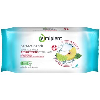 Elmiplant | Servetele umede antibacteriene pentru maini, 72 bucati