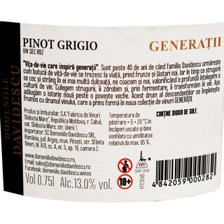 Domeniile Davidescu | Vin roz sec Pinot Grigio 0.75L