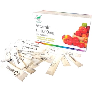 Pro Natura | Vitamina C 1000mg cu aroma de lamaie, 100 plicuri 104.5g