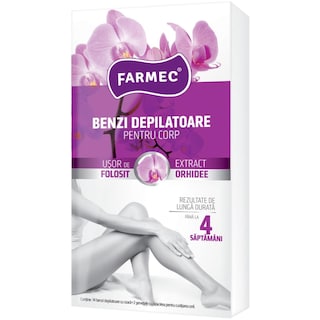 Farmec | Benzi depilatoare pentru corp cu extract de orhidee, 14 benzi