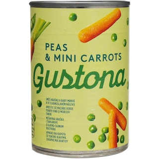 Gustona | Amestec de mazare verde foarte fina si morcovi tineri 400g