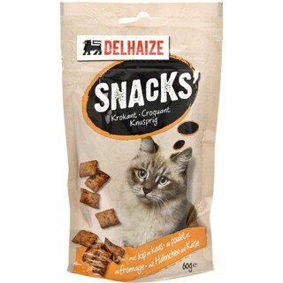 Delhaize | Snacks crocant cu pui si branza pentru pisici 60g