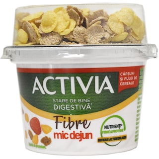 Activia | Iaurt Mic dejun cu capsuni si fulgi de cereale 163g