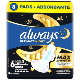 Always | Ultra | Absorbante periodice Ultimate Night, 8 bucati