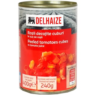 Delhaize | Rosii decojite cuburi 400g