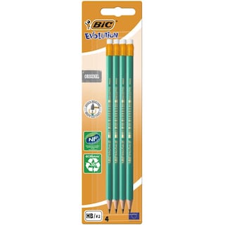 Bic | Creioane grafit Evolution HB 655 cu radiera 4 bucati