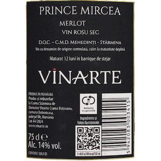 Prince Mircea | Vin rosu Merlot Rezerva 0.75L