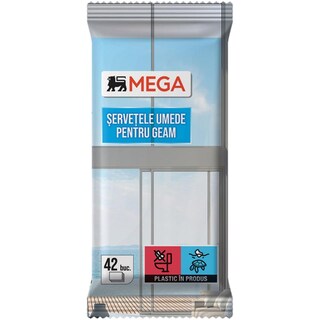 MEGA | Servetele umede pentru geam, 42 bucati