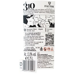 310 Altitudine | Vin alb sec Sauvignon Blanc & Aligote 0.75L