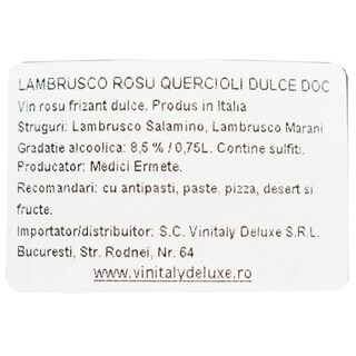 Medici Ermete | Vin rosu frizant dulce Lambrusco Rosso Quercioli D.O.C. 0.75L