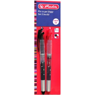 Herlitz | Pix cu gel Diggy, 2 bucati negru si rosu