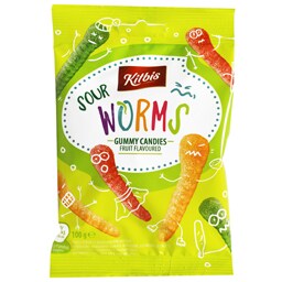 Bomboane gumate acrisoare cu aroma fructe, viermisori 100g
