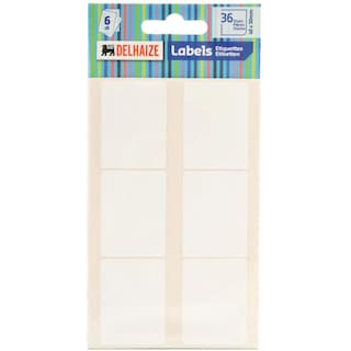 Delhaize | autoadezive albe, 40 mm x 30 mm, 36 bucati