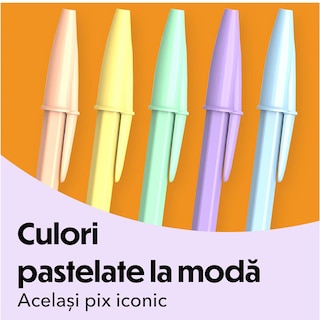 Bic | Pixuri cu bila Cristal Pastel, varf 1.0 mm, cerneala albastra, set 5 bucati