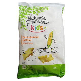 Nature's Promise Kids | Pufuleti sarati ecologici in forma de delfini 50g