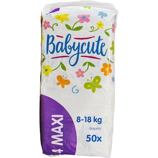 Babycute | Scutece bebelusi Marimea 4, 8-18 kg, 50 bucati