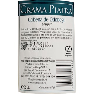 Galbena de Odobesti | Vin alb demisec 0.75L