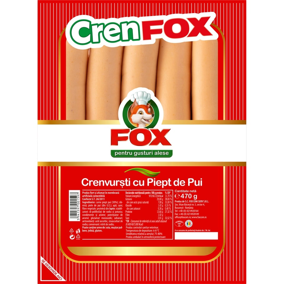 Crenvursti cu piept de pui 470g