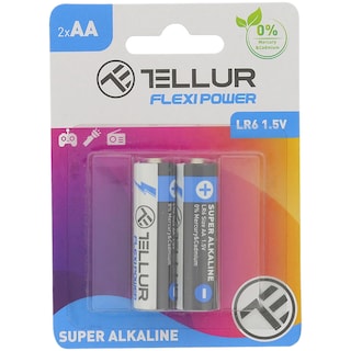 Tellur | Baterie Flexi Power, super alcalina, AA LR6, 1.5V, 2 buc