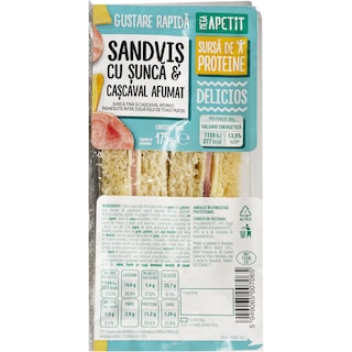 Mega Apetit | Sandvis cu sunca si cascaval afumat 175g