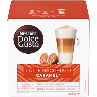 Nescafe | Dolce Gusto | Cafea Latte Macchiato Caramel, 8 bauturi, 16 capsule