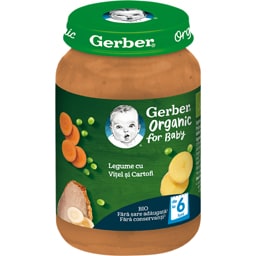 Gerber | Piure bio legume cu vitel si cartofi 190g