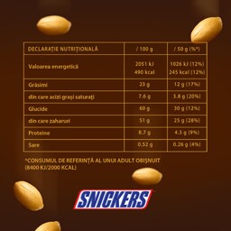 Snickers | Baton ciocolata cu lapte cu arahide proaspat prajite 3x50g