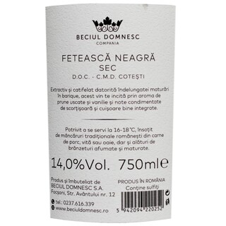 Beciul Domnesc | Grand Reserve | Vin rosu sec Feteasca Neagra 0.75L