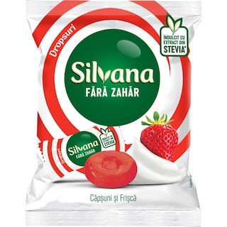 Silvana | Dropsuri cu capsuni si frisca, fara zahar 60g