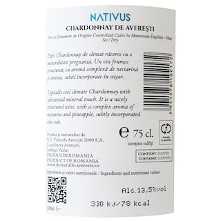 Nativus | Vin alb sec Chardonnay de Averesti 0.75L