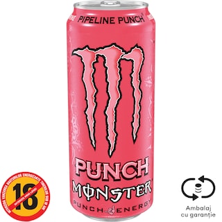 Monster | Bautura energizanta carbogazoasa cu suc de fructe Punch Pipeline 0.5L