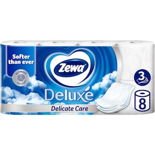Zewa | Hartie igienica Deluxe Delicate Care, 3 straturi, 8 role