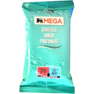 MEGA | Servetele umede cu parfum floral, 15 bucati