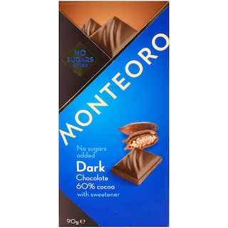 Monteoro | Ciocolata amaruie cu 60% cacao cu indulcitor 90g